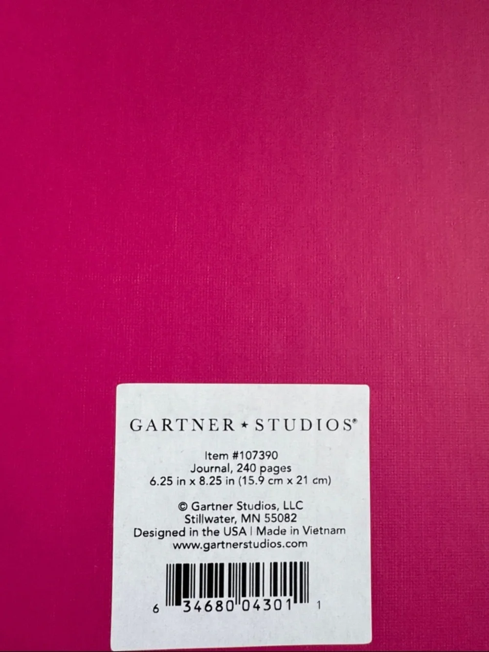 Gartner Studios Hot Pink Hardcover‎ Wellness Journal